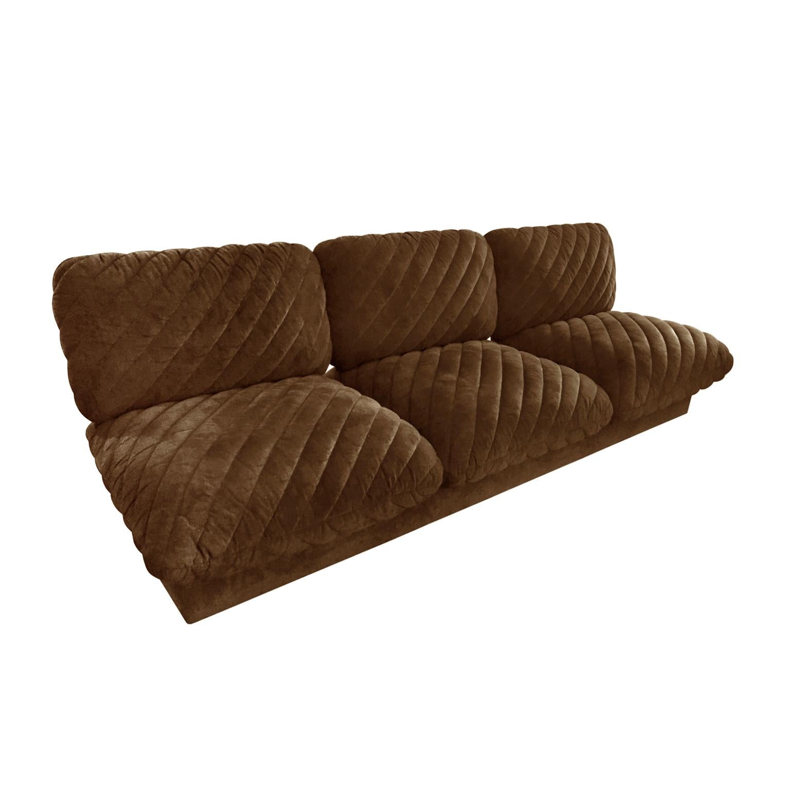 1970s Harvey Probber "Pillow Puff" Armless Three-Seat Sofa