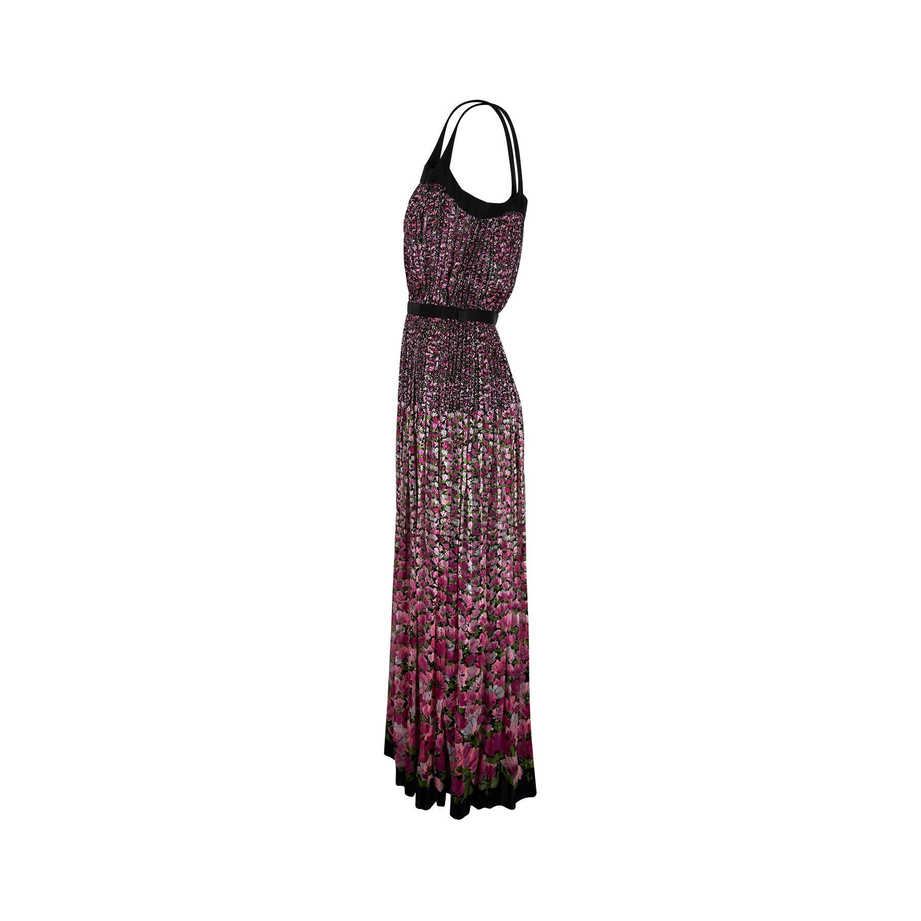 Women's 1970s Haute Couture Copy Floral Silk Chiffon Dress