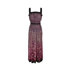 1970s Haute Couture Copy Floral Silk Chiffon Dress