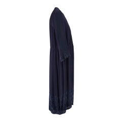 1970s Haute Couture Navy Silk Slip Dress and Beaded Jacket