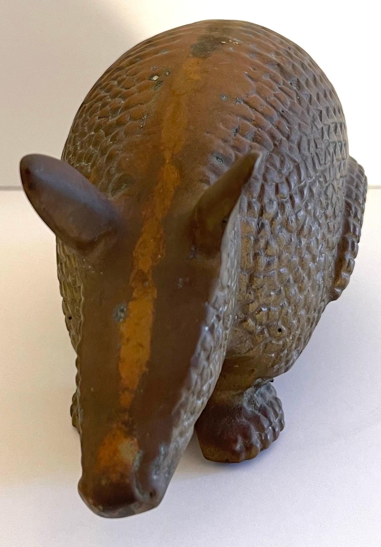 Modern 1970s Heavy Brass Armadillo Figurine