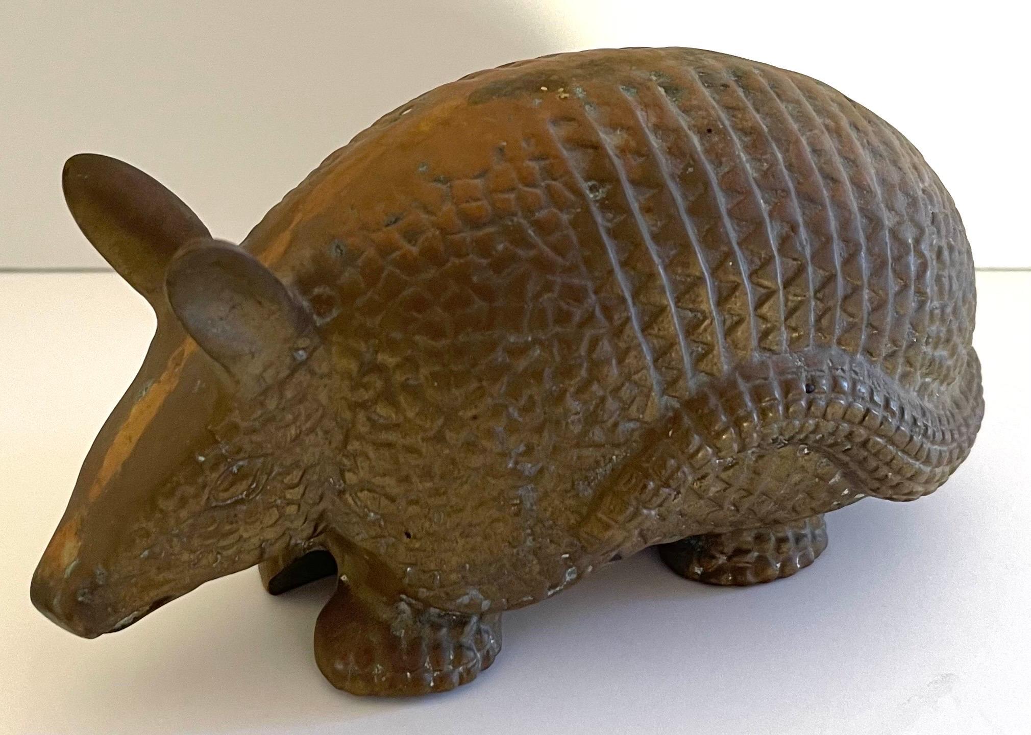 American 1970s Heavy Brass Armadillo Figurine