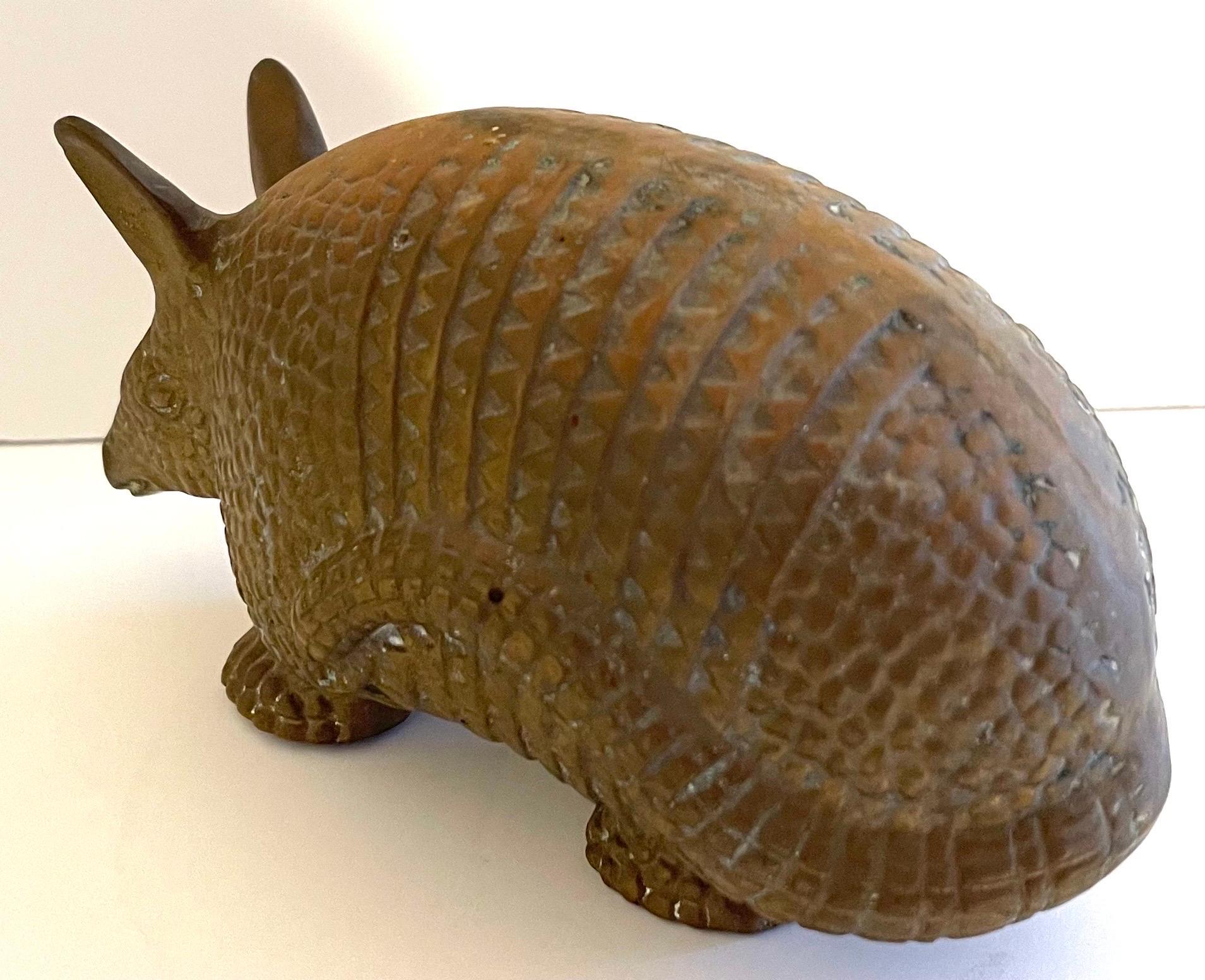 1970s Heavy Brass Armadillo Figurine In Good Condition In Stamford, CT