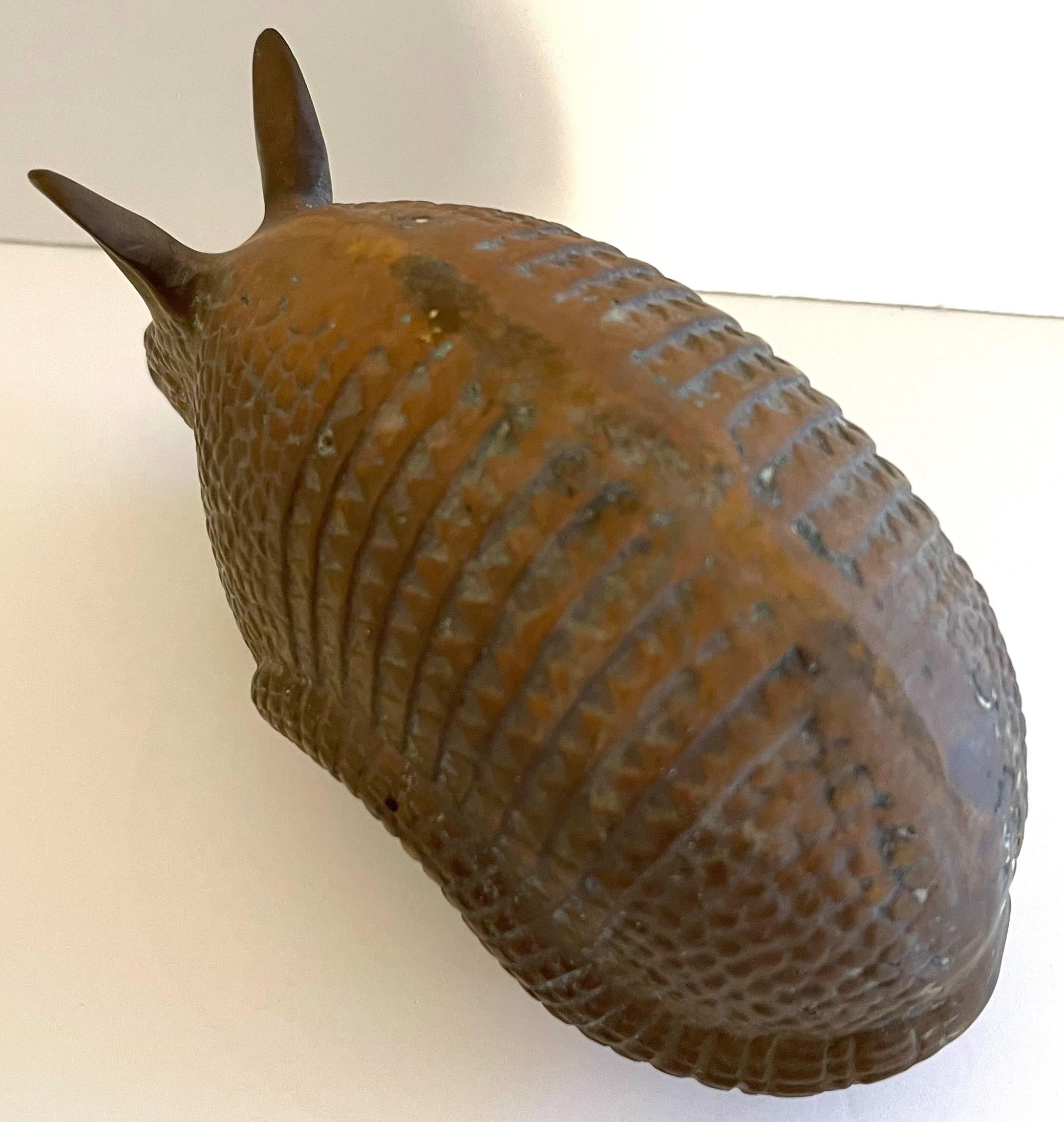 Late 20th Century 1970s Heavy Brass Armadillo Figurine