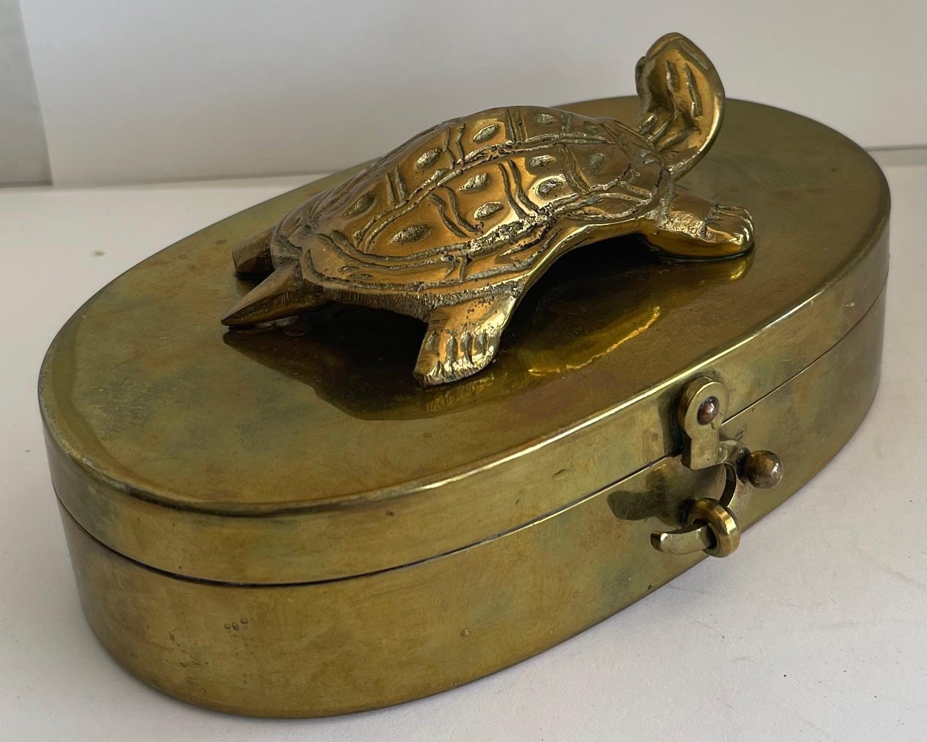 1970s Heavy Brass Turtle Box For Sale 4