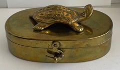 Scatola per tartarughe in ottone pesante degli anni '70