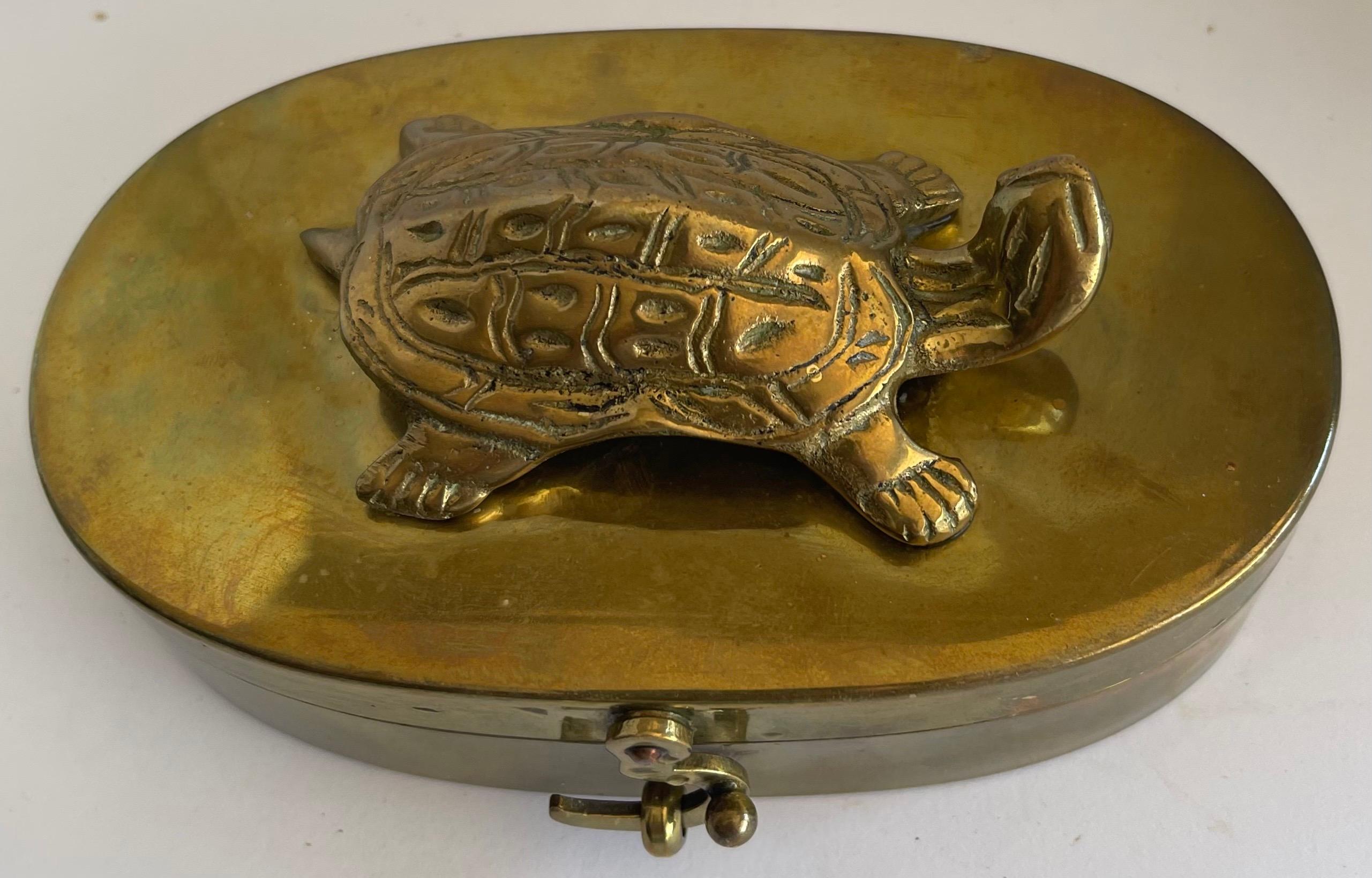 American 1970s Heavy Brass Turtle Box For Sale