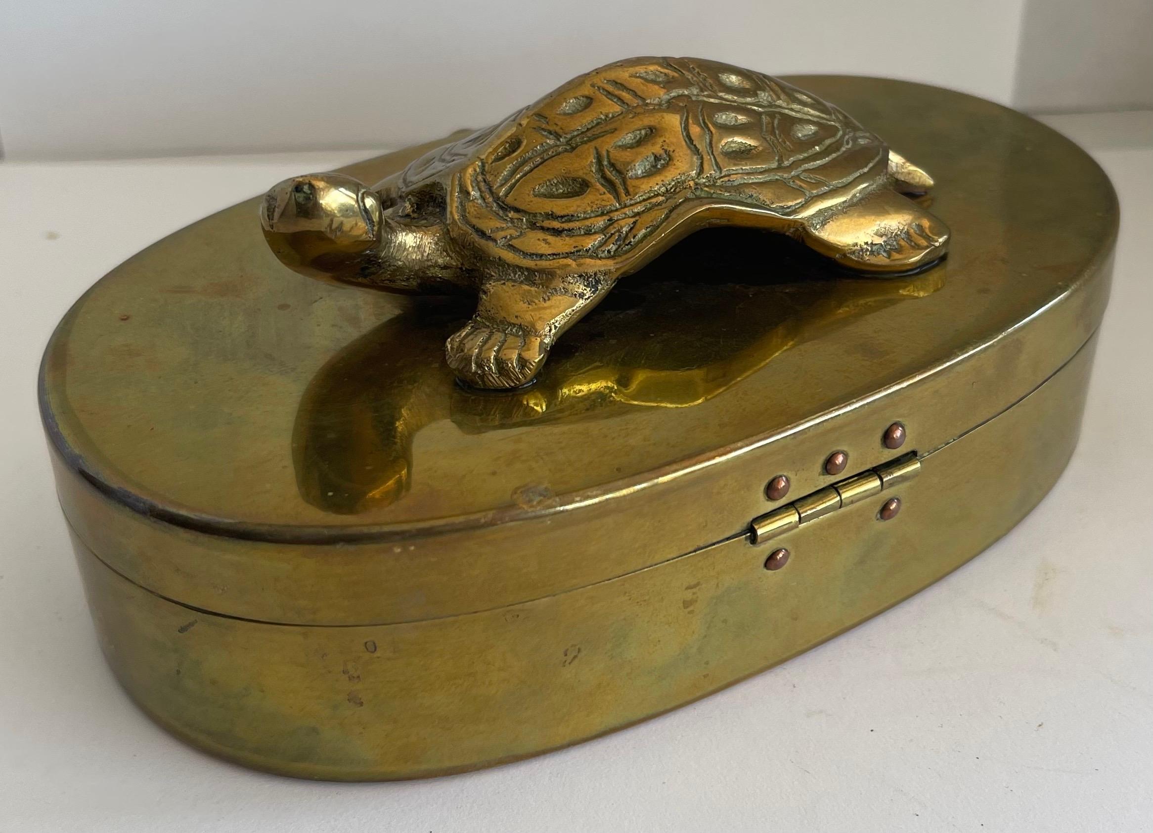 1970s Heavy Brass Turtle Box For Sale 1