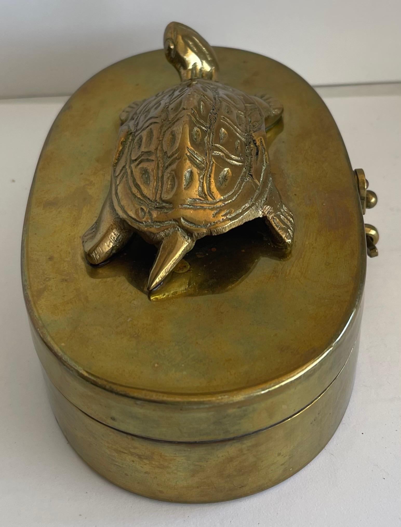 1970s Heavy Brass Turtle Box For Sale 2