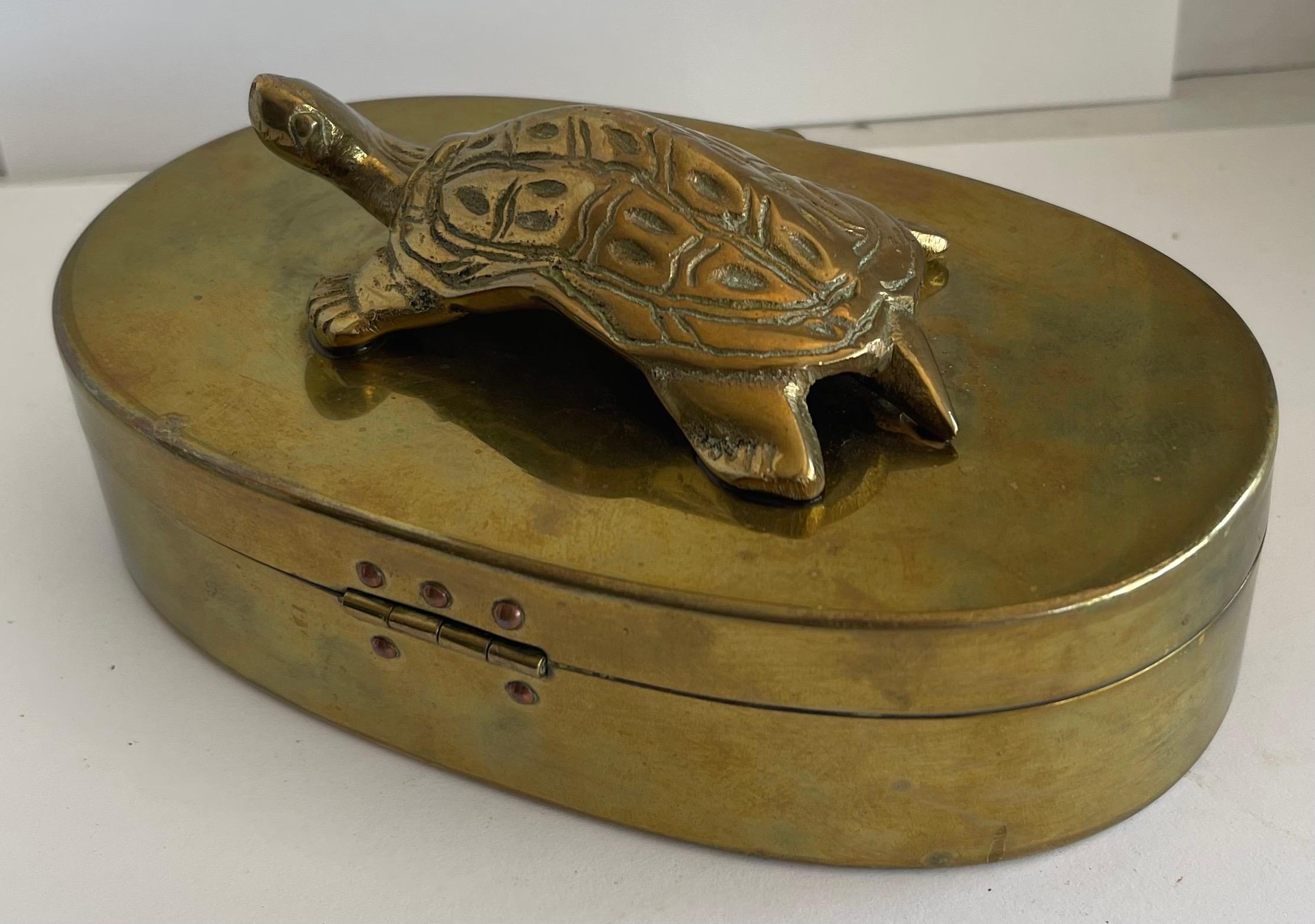 1970s Heavy Brass Turtle Box For Sale 3