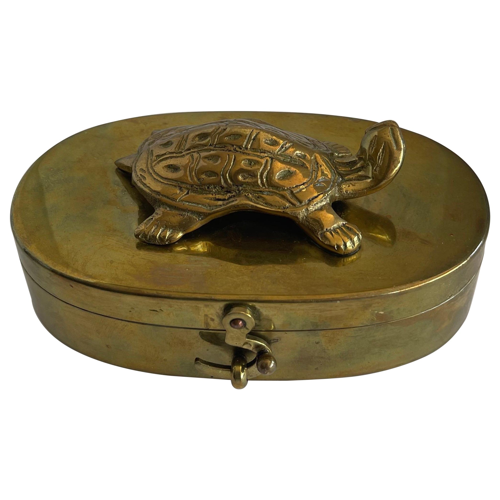 1970s Heavy Brass Turtle Box