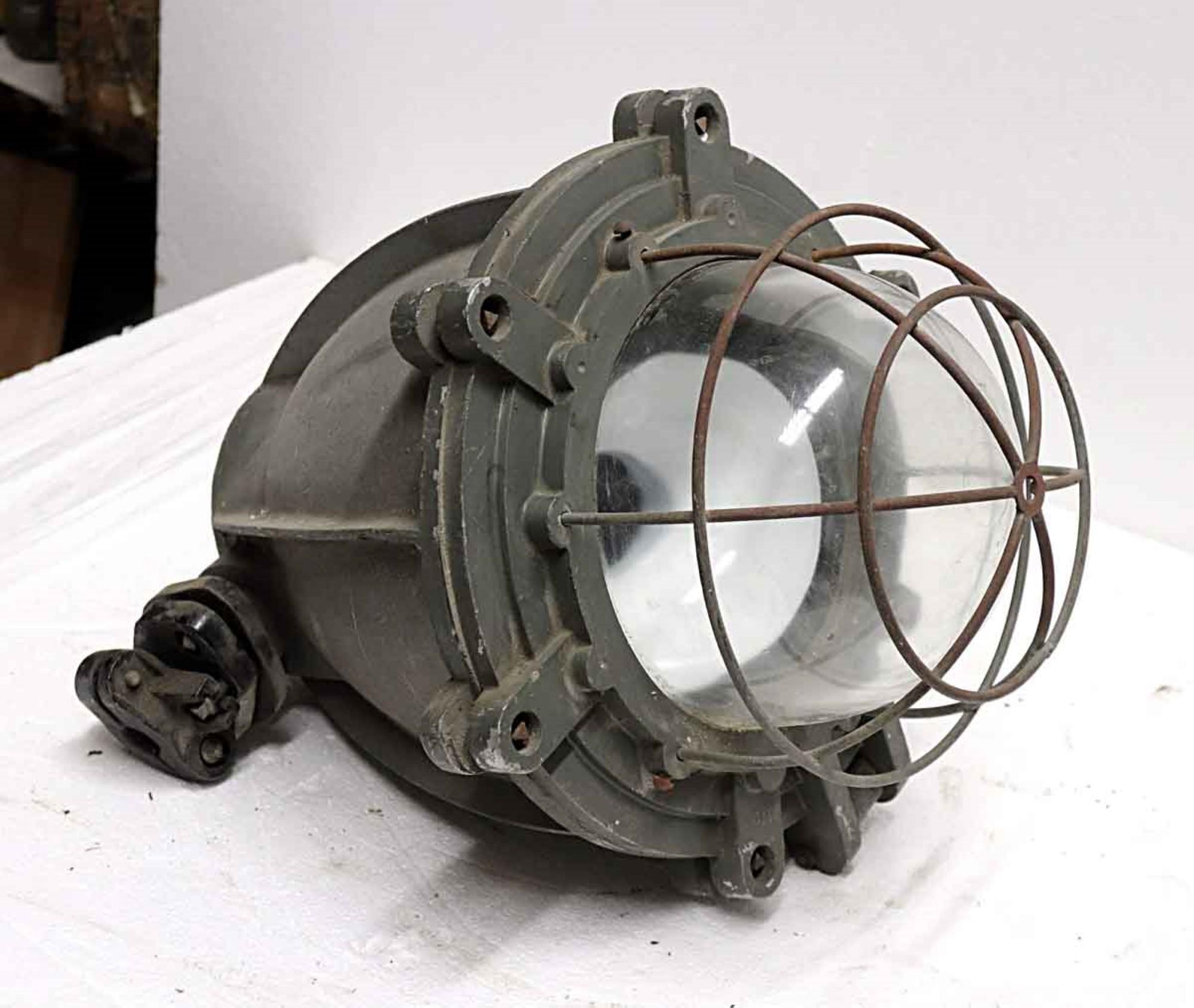 1970s Heavy Cast Aluminum Industrial Pendant Light with Cage Cover from Europe 2