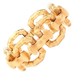 1970s Heavy Italian Wide Bamboo Link 18 Karat Bracelet