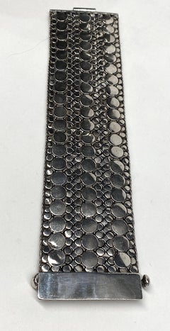 1970s Heavy Large Sterling Silver Statement Bracelet for Man or Woman