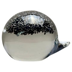 Vintage 1970s Hedgehog Paperweight in Brown Enamelled Glass by Wedgewood England