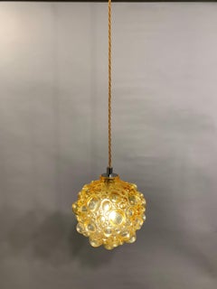 1970s Helena Tynell Amber Glass Bubble Pendant Light for Glashütte Limburg