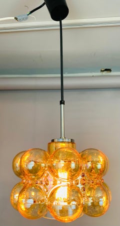 1970s Helena Tynell for Glashütte Limburg Bubble Glass & Chrome Pendant Light