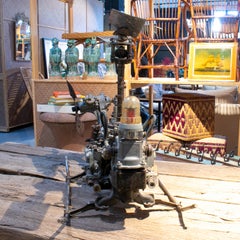 1970s Helicopter Sculpture Made with Assorted Old Mechanical Metal Pieces