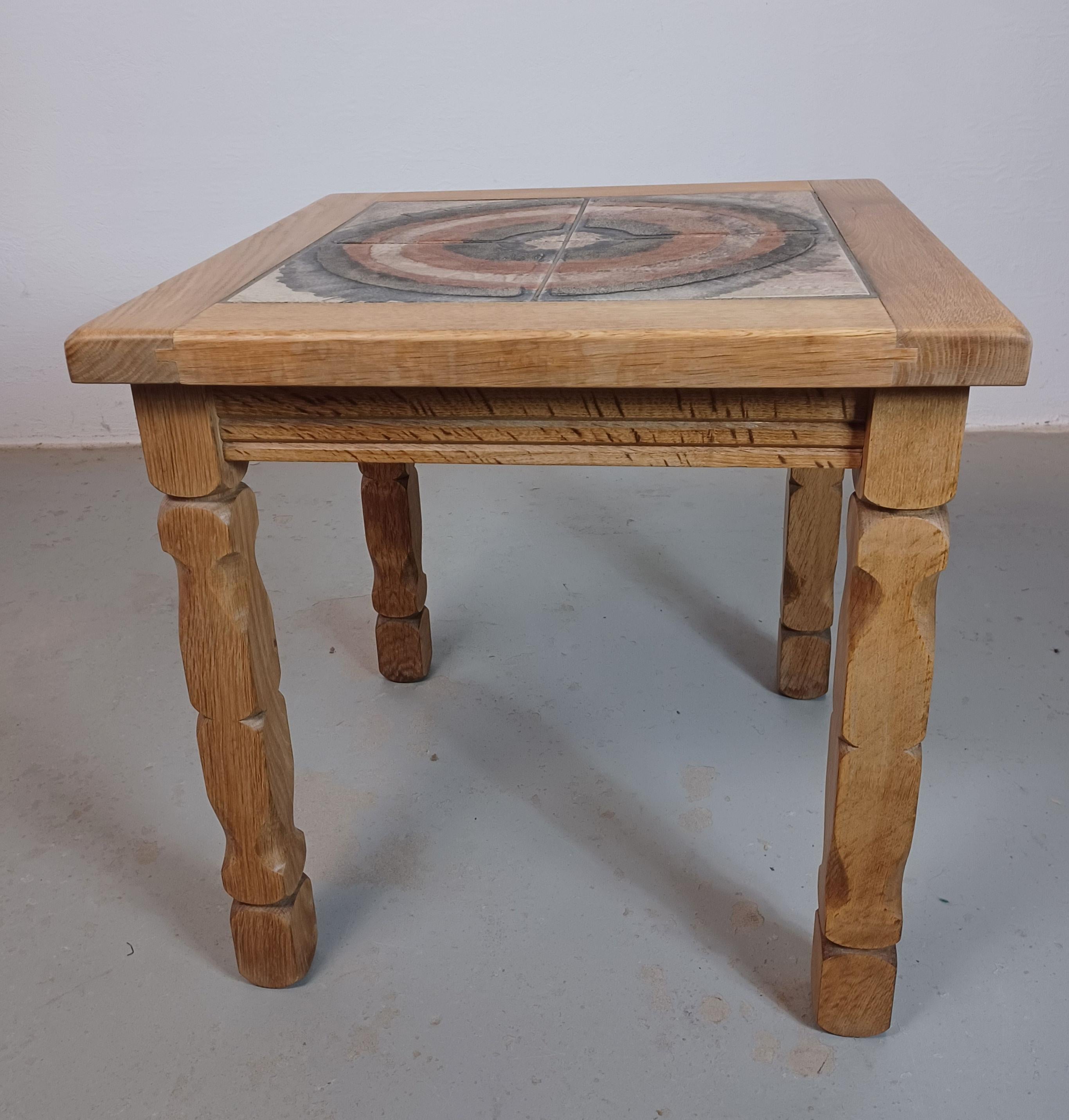 Ceramic 1970's Henning Kjærnulf Brutalist Sidetable in Oak with Søholm Tiles For Sale