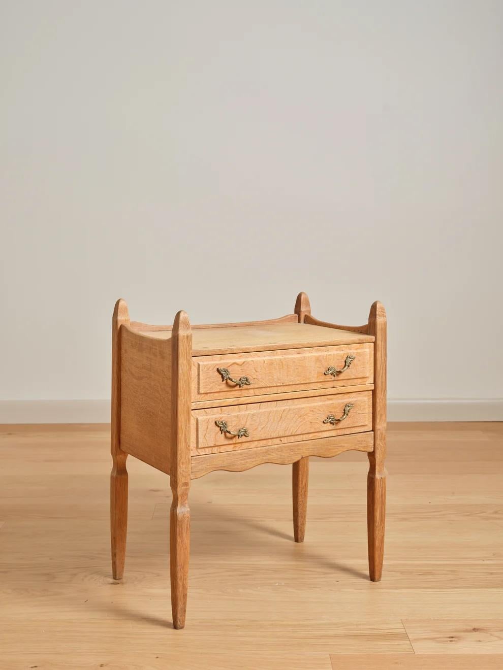 Brutalist 1970s Henning Kjaernulf Oak Nightstand or End Table For Sale
