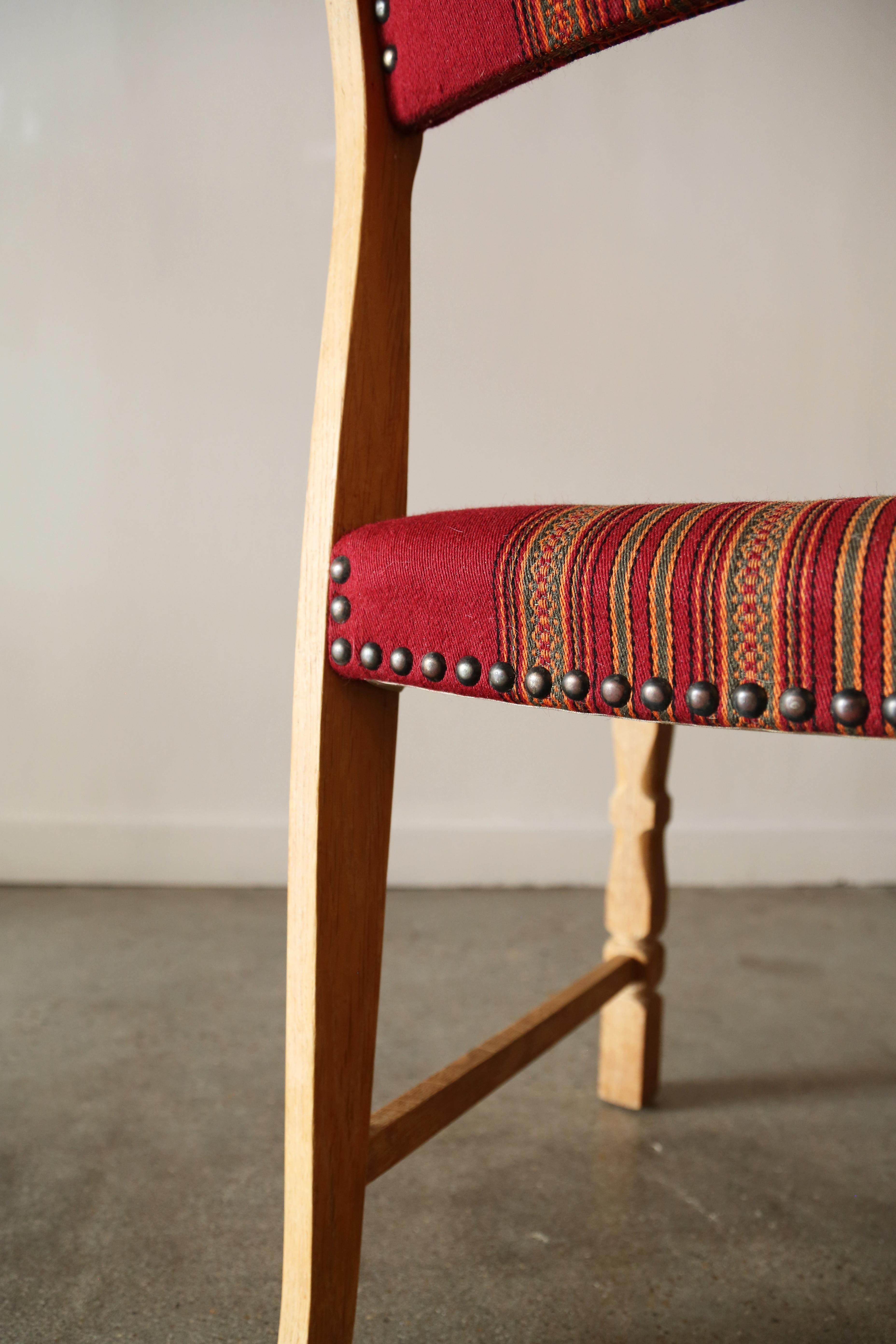 1970s Henning Kjaernulf Style Set of 6 Danish Oak and Wool Dining Chairs 2
