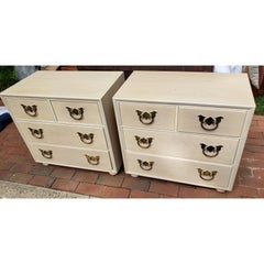 1970s Henredon American Asian Inspired Bachelor Chests / Nightstands, a Pair