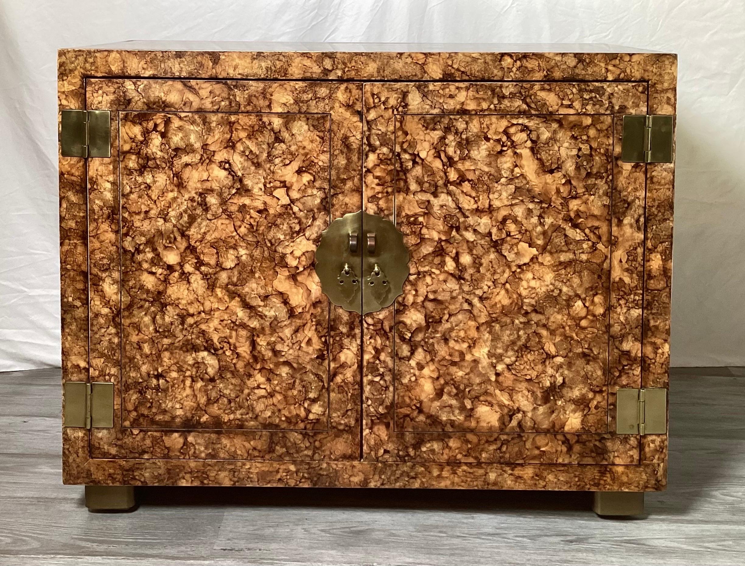 Hardwood 1970's Henredon Faux Tortoise Cabinet