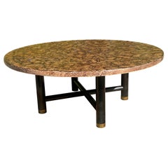 1970’s Henredon Faux Tortoise Shell Round Coffee Table