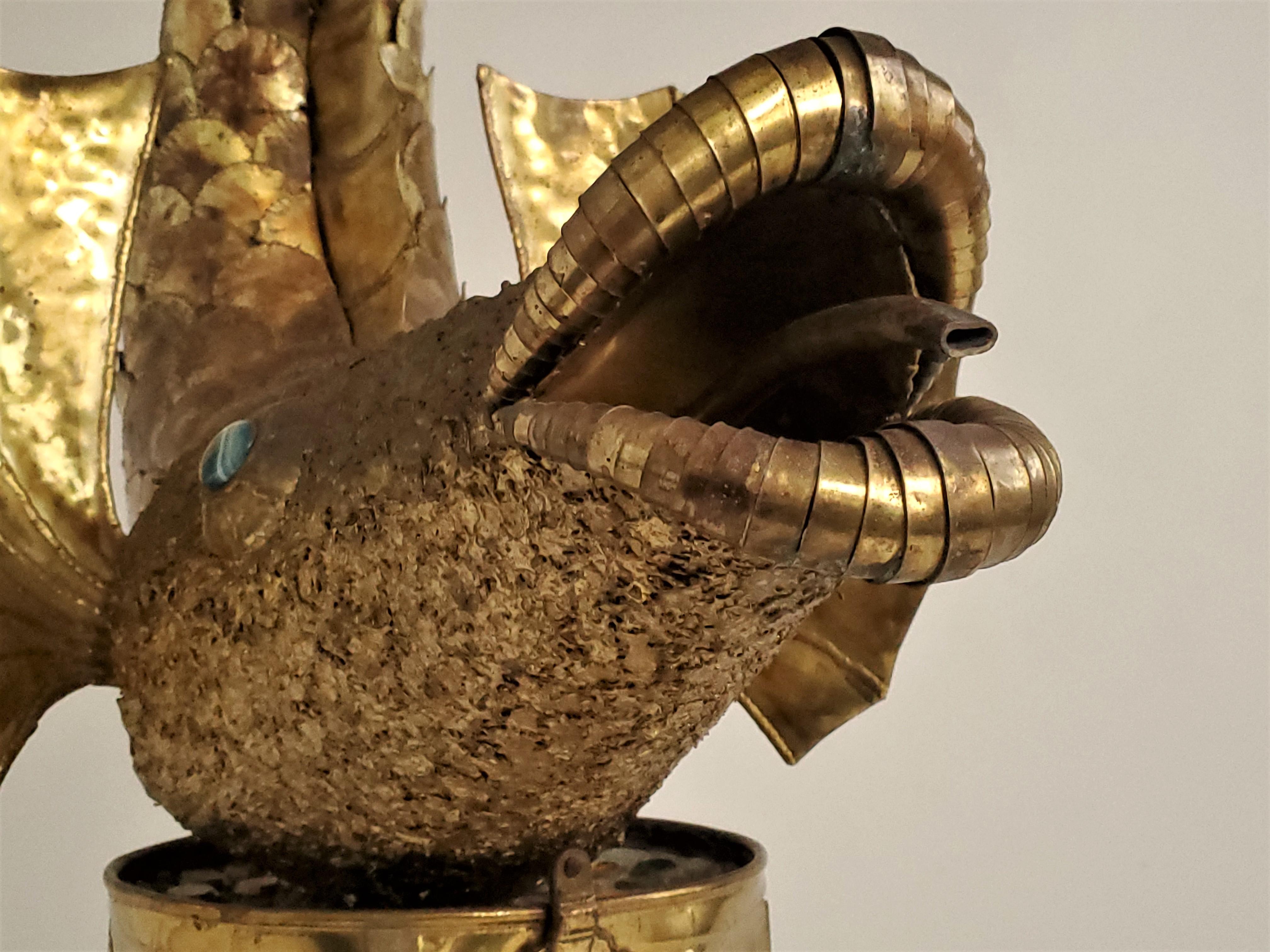 1970s, Henri Fernandez  Brass Fountain Style Fish Sculpture, France For Sale 2