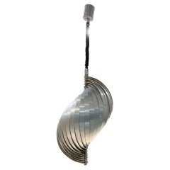 1970s Henri Mathieu French Ceiling Pendant Aluminum Spiral