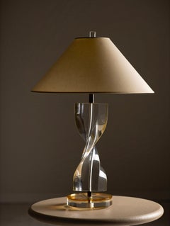 1970s Herb Ritts Amber Lucite Helix Table Lamp by Astrolite