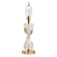 1970s Herb Ritts Amber Lucite Helix Table Lamp by Astrolite