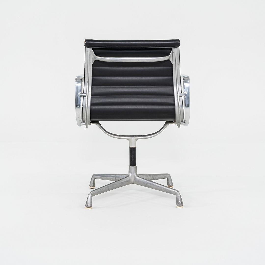 Modern 1970s Herman Miller Aluminum Management Side Chairs in Black Naugahyde For Sale