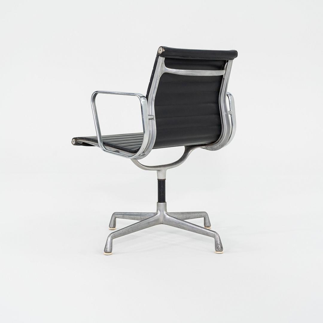 American 1970s Herman Miller Aluminum Management Side Chairs in Black Naugahyde For Sale