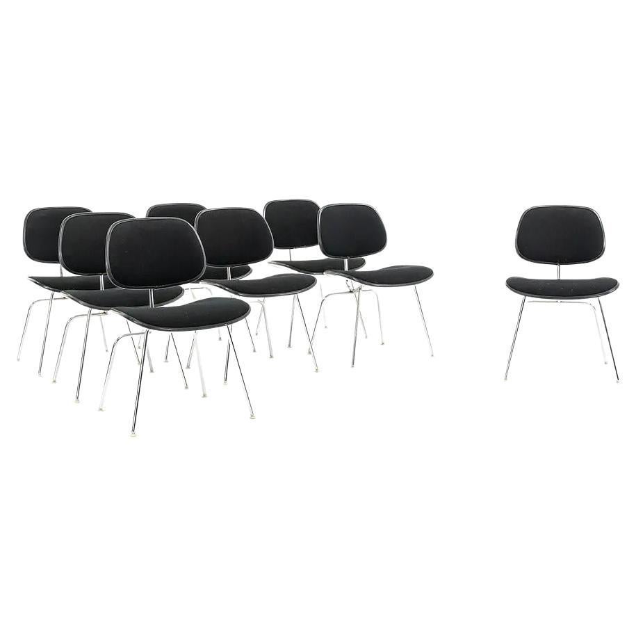 1970s Herman Miller Eames DCMU Chair with Black Fabric Upholstery 8x Available For Sale
