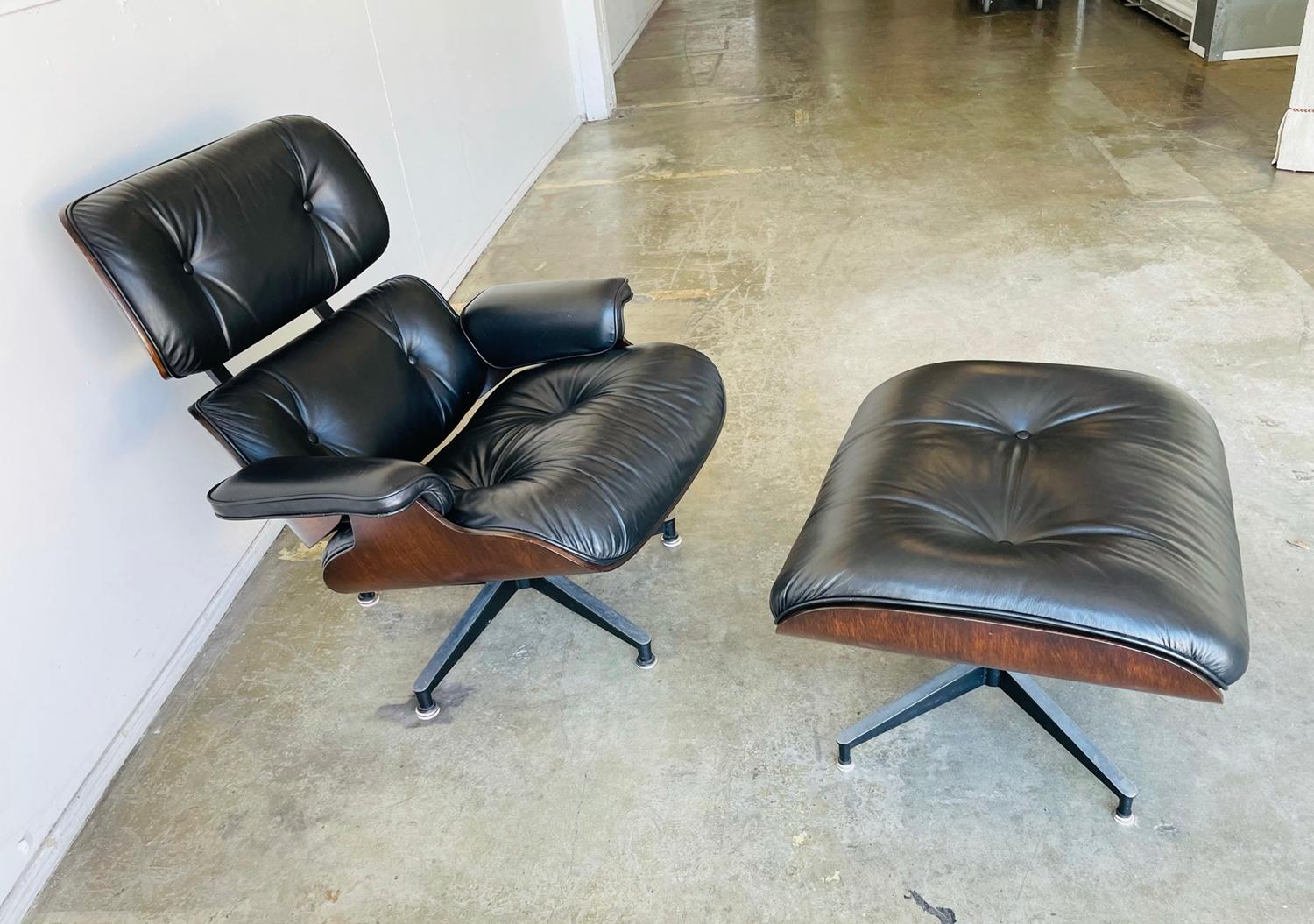North American 1970s Herman Miller Eames Lounge Chair and Ottoman