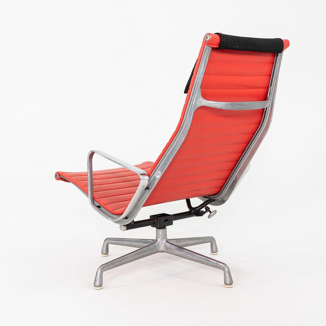 This is an Eames Aluminum Group Lounge Chair, originally designed by Charles and Ray Eames for Herman Miller in 1958. This particular example dates to the 1970s. The design features a sling seat that affords a very comfortable lounging experience.