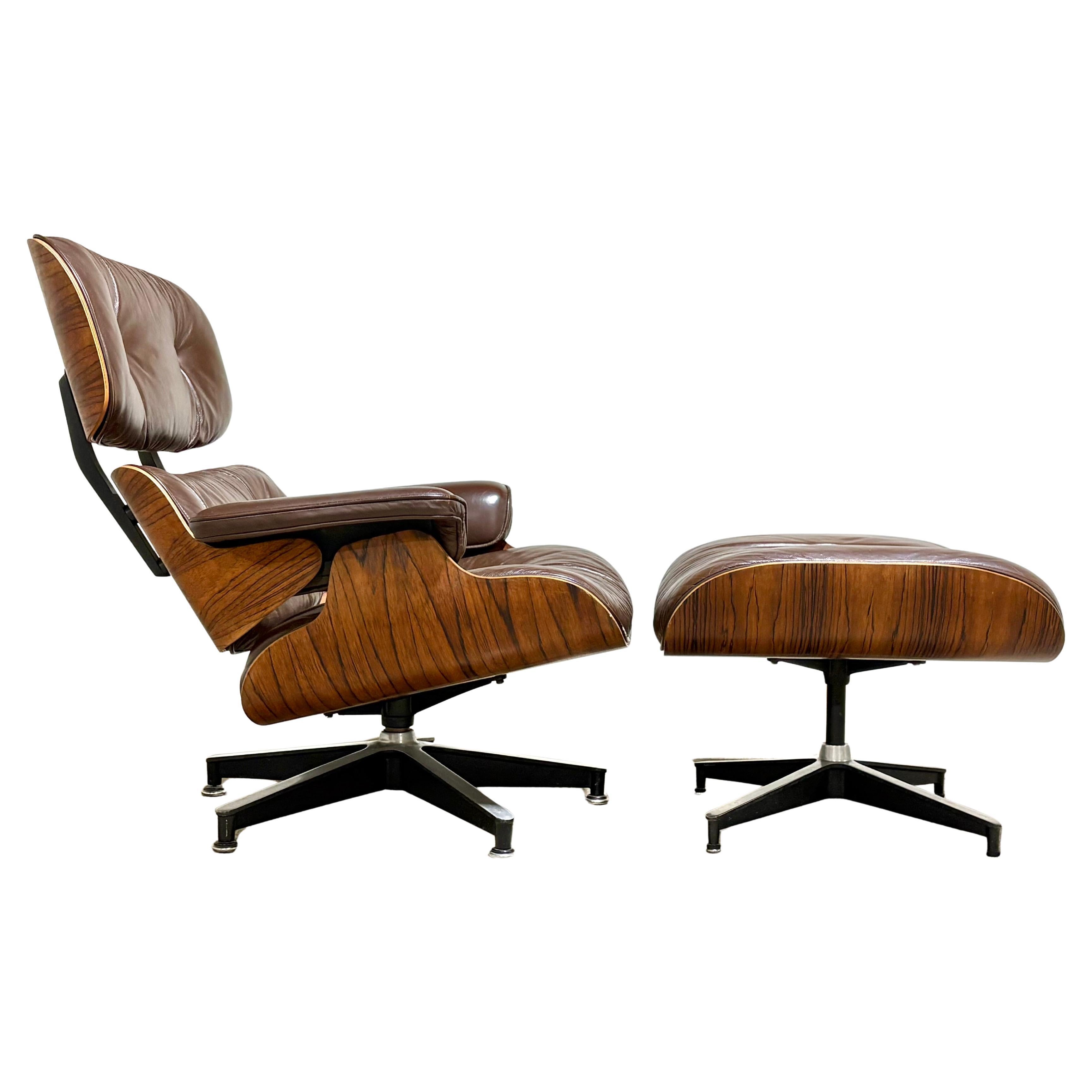 1970s Herman Miller Eames Lounge Chair in Brown Leather