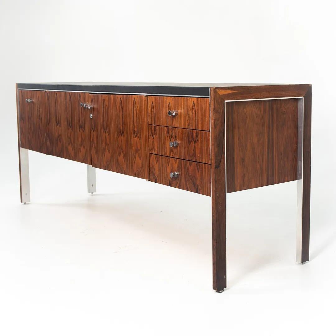 1970s Herman Miller for Biltrite of Canada Rosewood Credenza w Black Leather Top In Good Condition For Sale In Philadelphia, PA