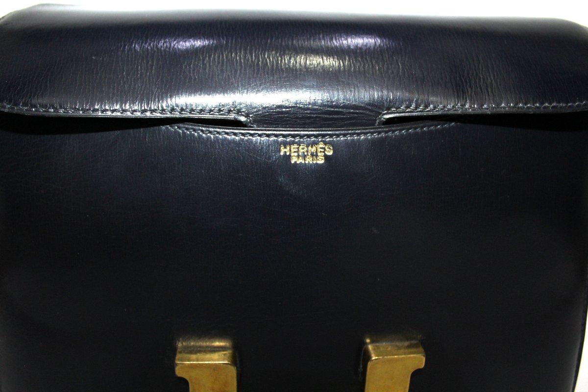 1970s Hermès Blue Leather Constance Bag 1