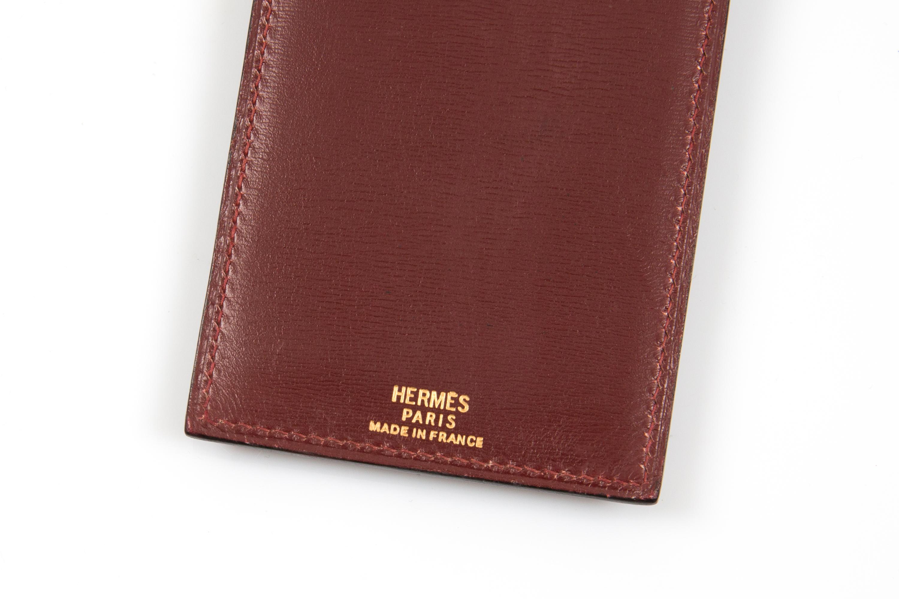 da uomo o donna 1970 Hermes Bordeaux Box Custodia in pelle per appunti in vendita