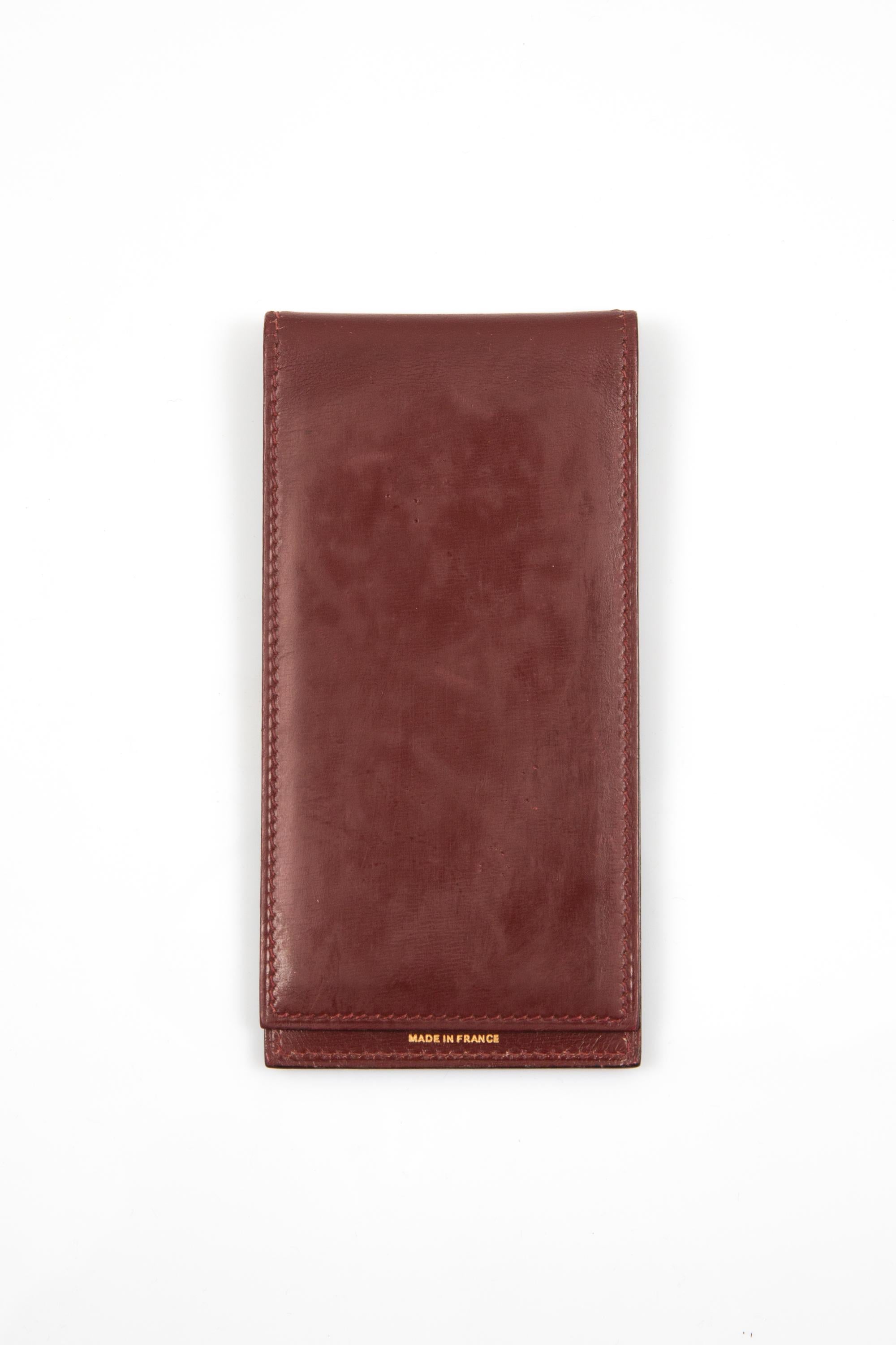 1970 Hermes Bordeaux Box Custodia in pelle per appunti in vendita 2