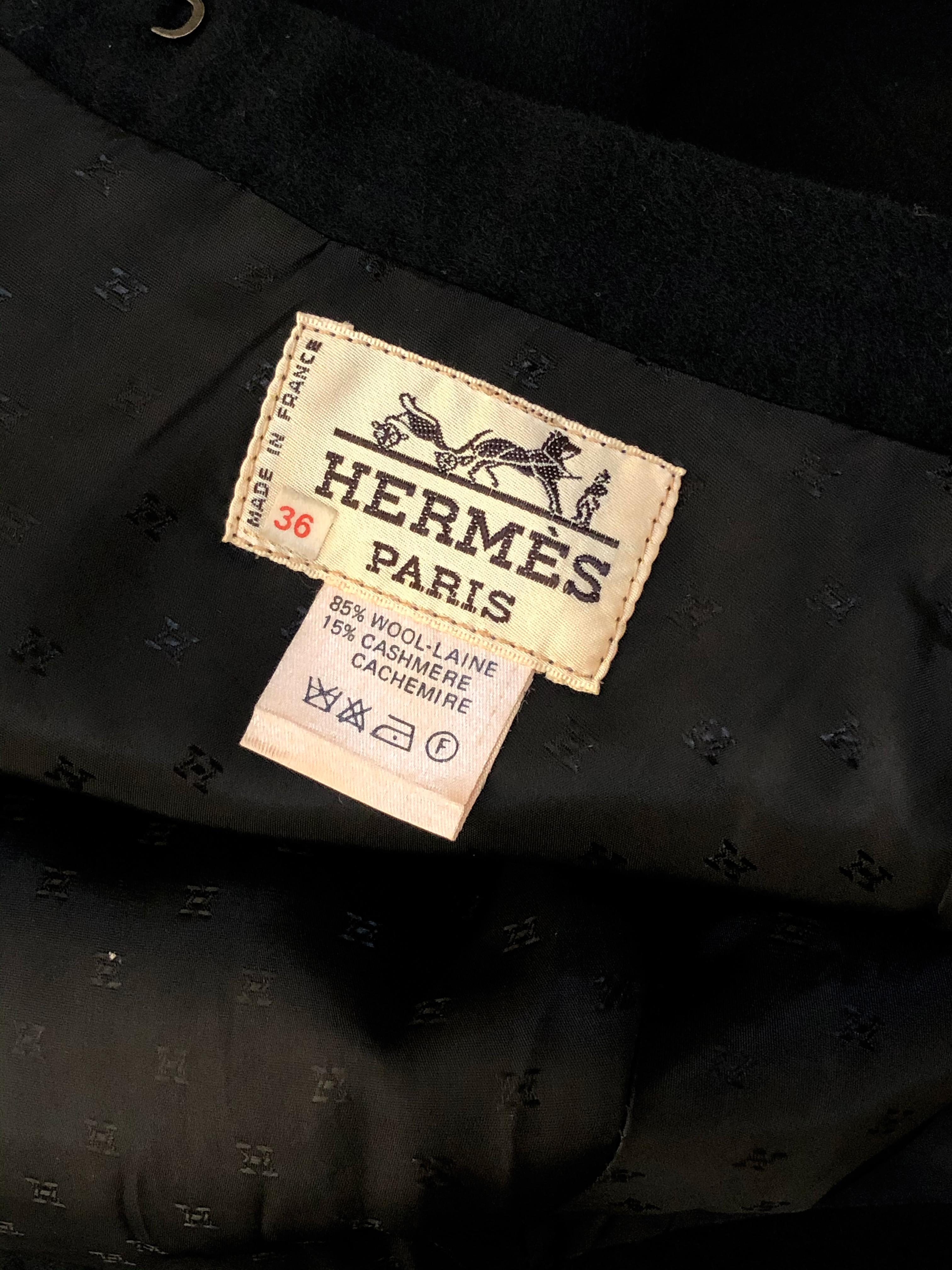 1970s Hermes Cashmere Woven Flared Skirt w Western-Inspired Leather ...