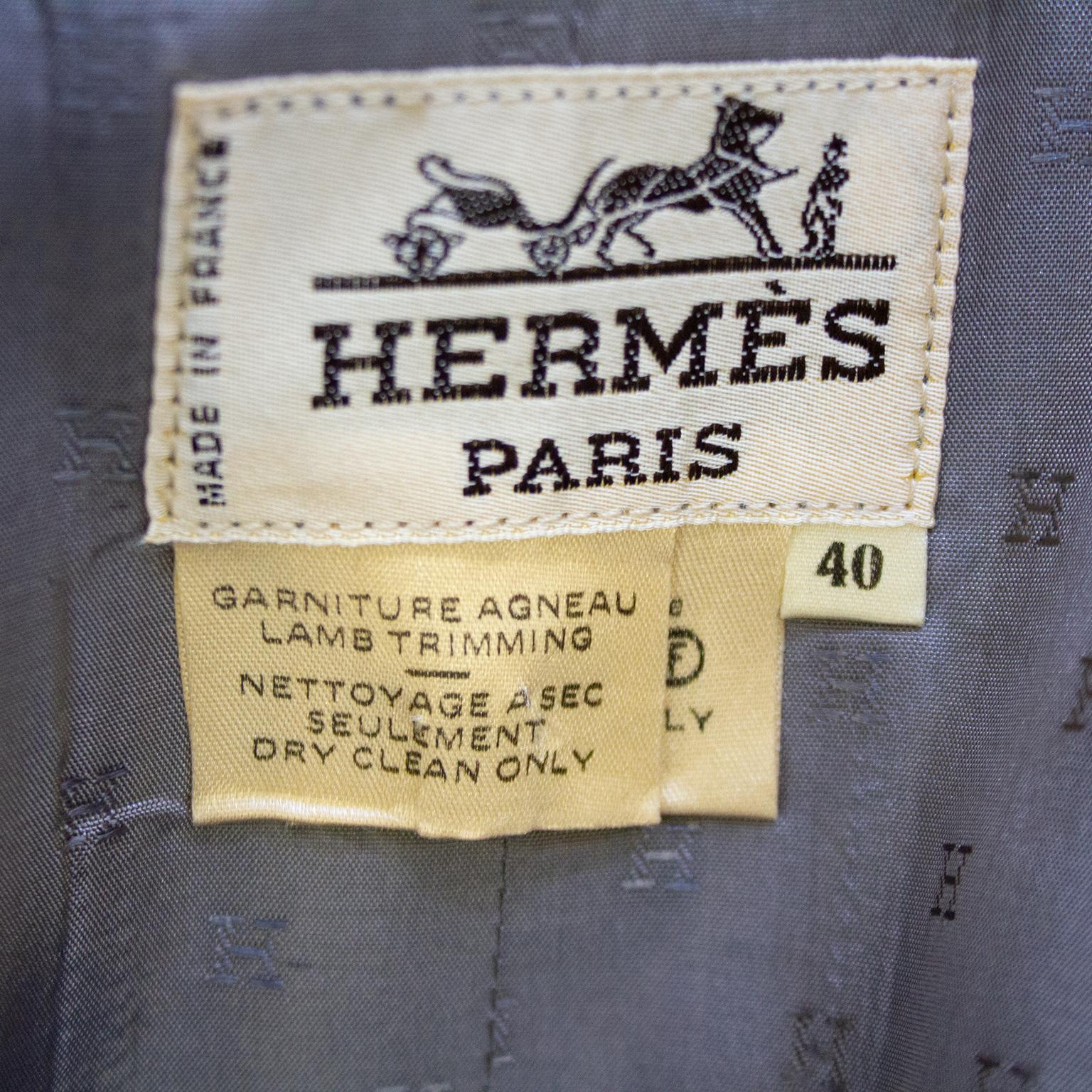 1970s Hermes Grey Wrap Skirt with Matching Leather Trim  For Sale 1
