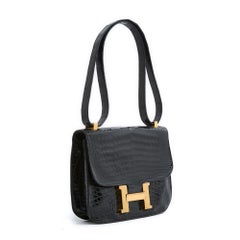 Hermès Sac Epaule Constance 1970s Black Precious Leather Shoulder Bag Hermes