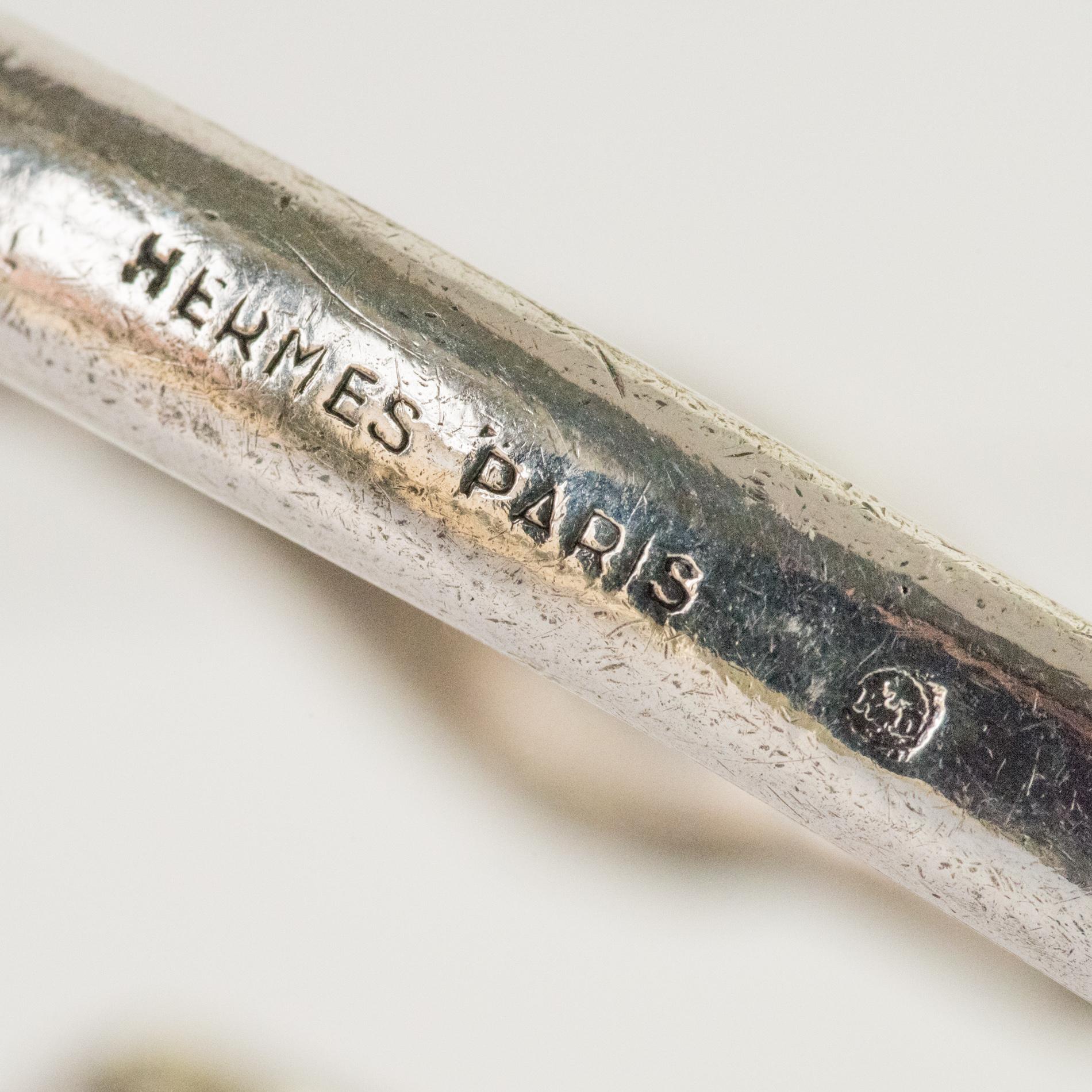 1970s Hermès Signed Horses Heads Silver Bracelet 11