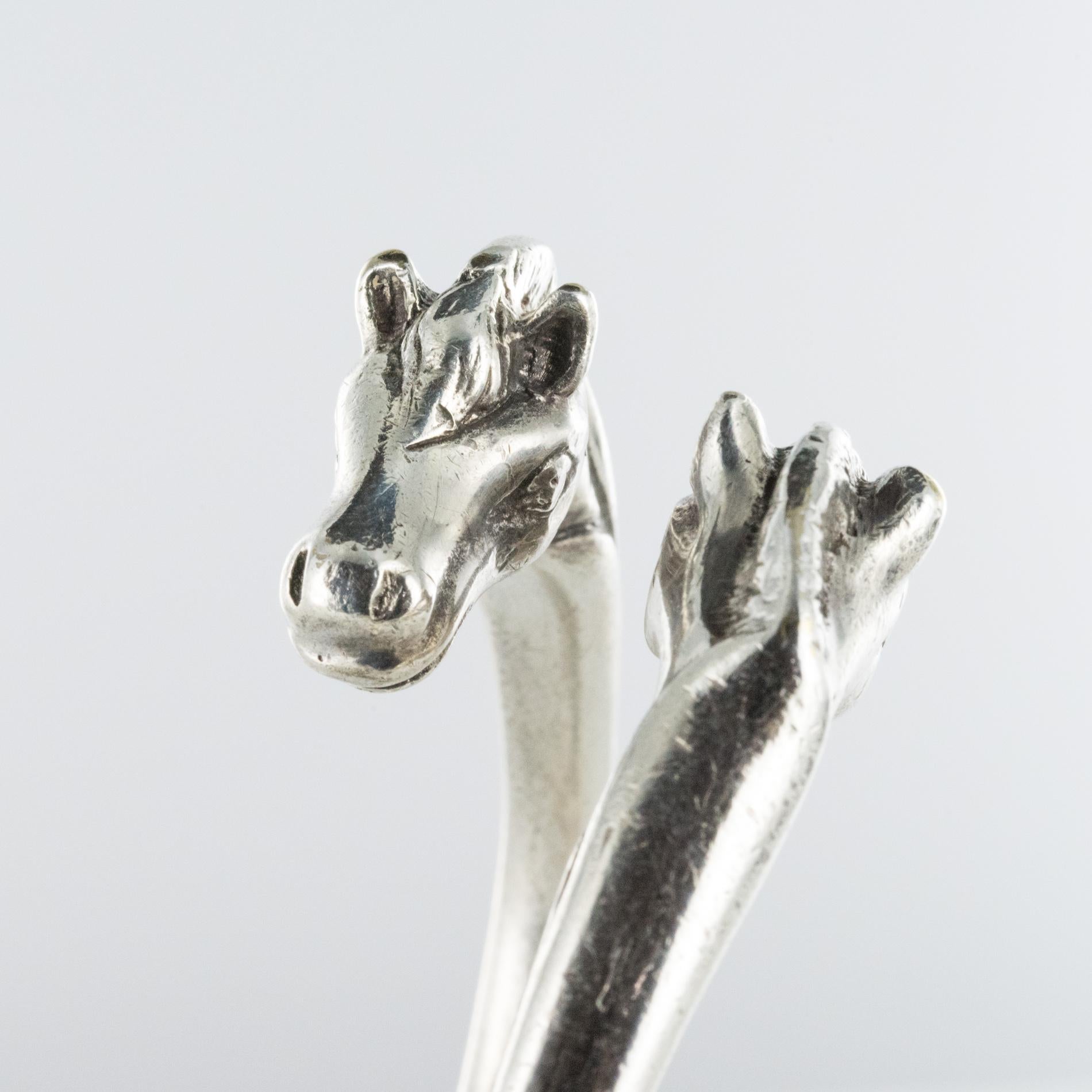 1970s Hermès Signed Horses Heads Silver Bracelet 4