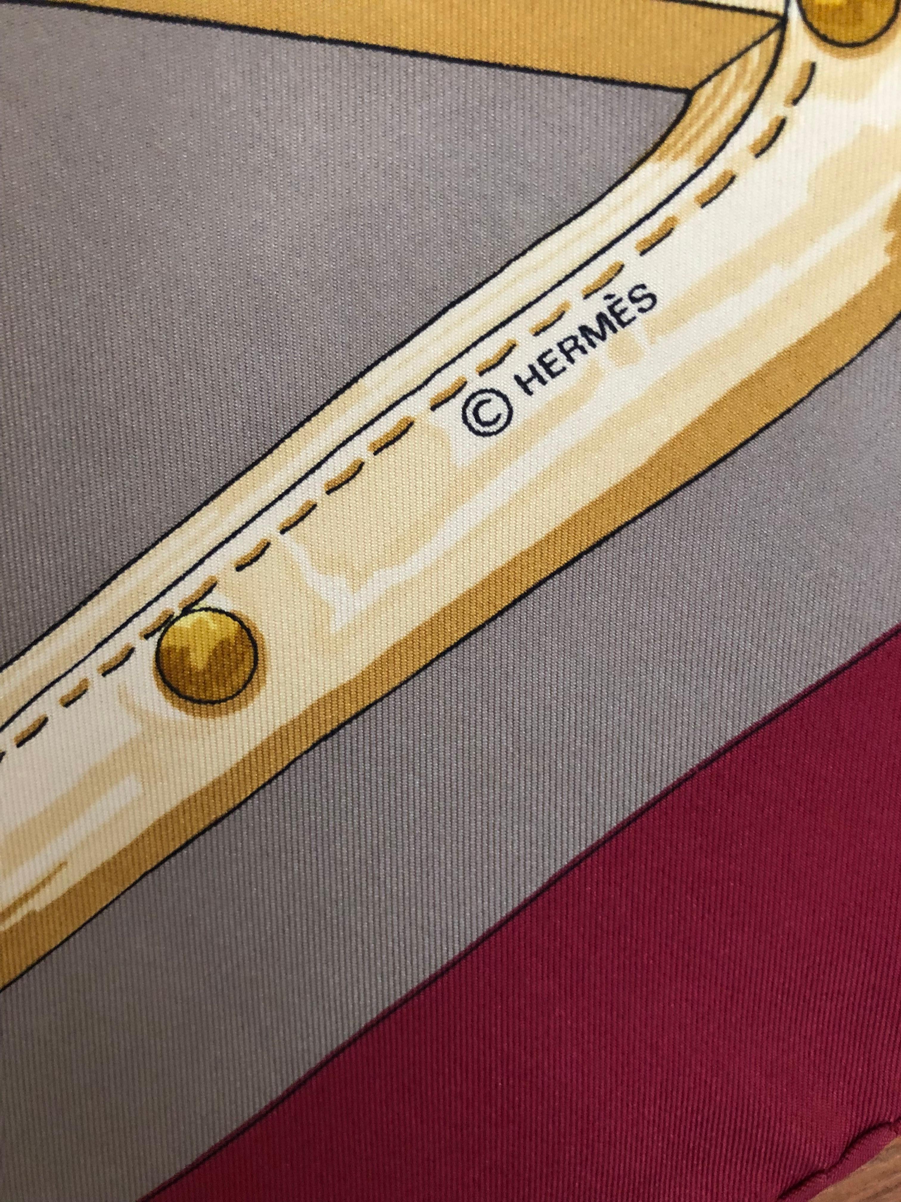 Beige 1970s HERMES Silk Scarf 