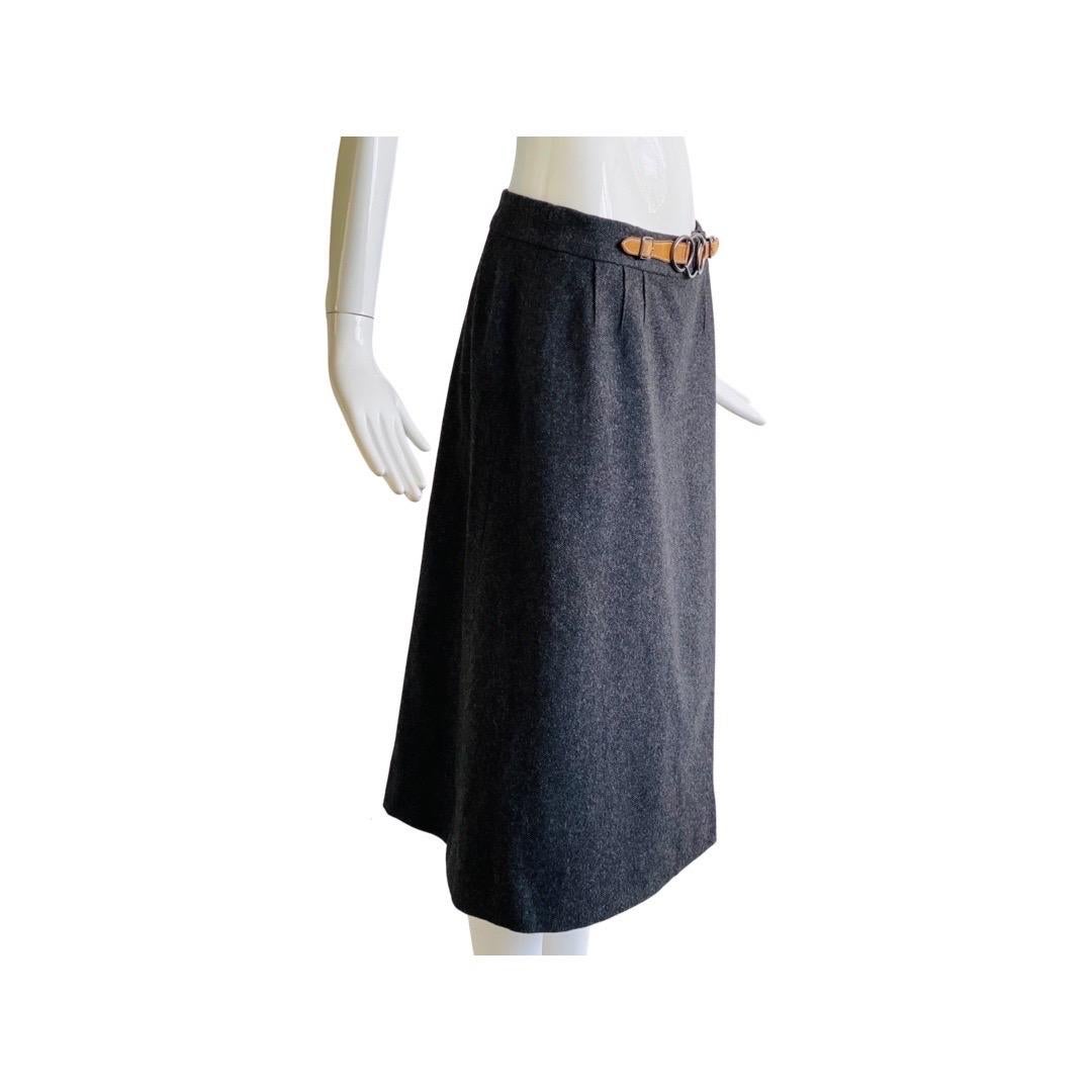 Black 1970s Hermes Wool Wrap Skirt For Sale
