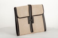 1970's Hermès XLG Jige Brown Toile Clutch Bag
